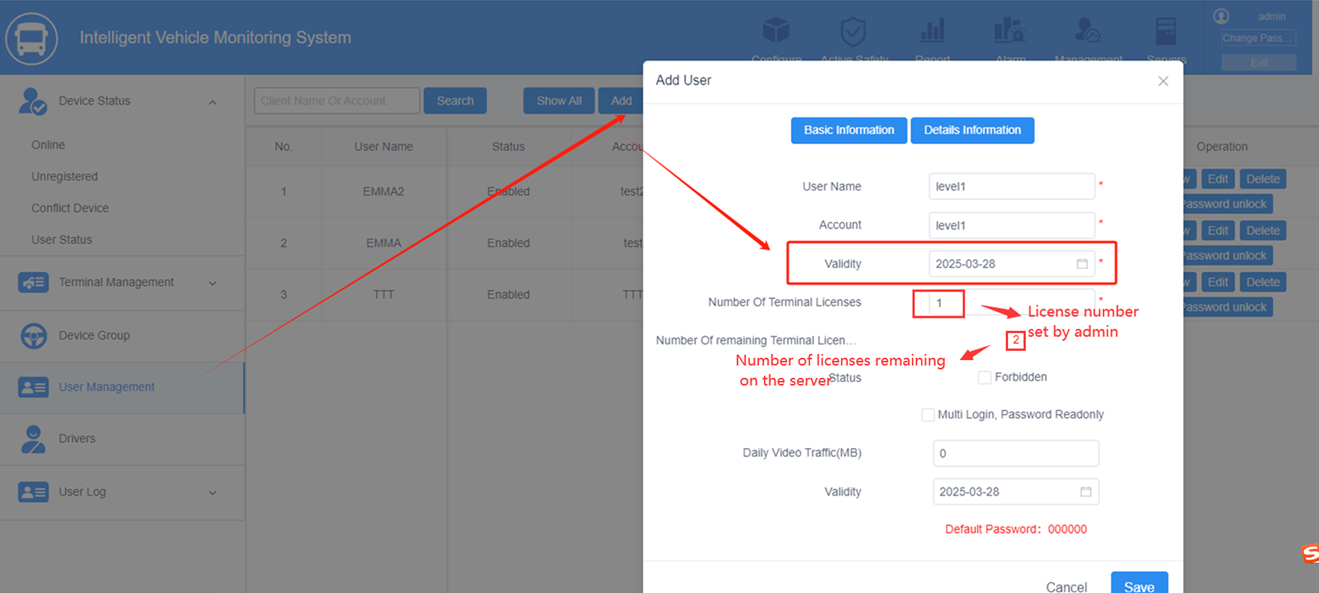 How to set the account validity & license and role Picture4